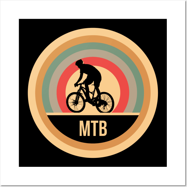 Retro Vintage MTB Gift For Mountain Bikers Wall Art by OceanRadar